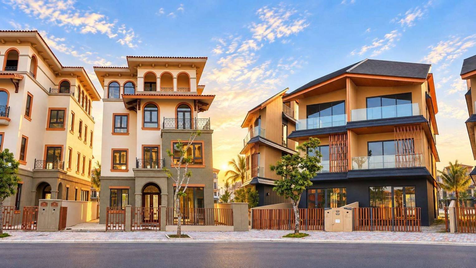 Ảnh ghép biệt thự đơn lập và song lập tại Vinhomes Vũ Yên
