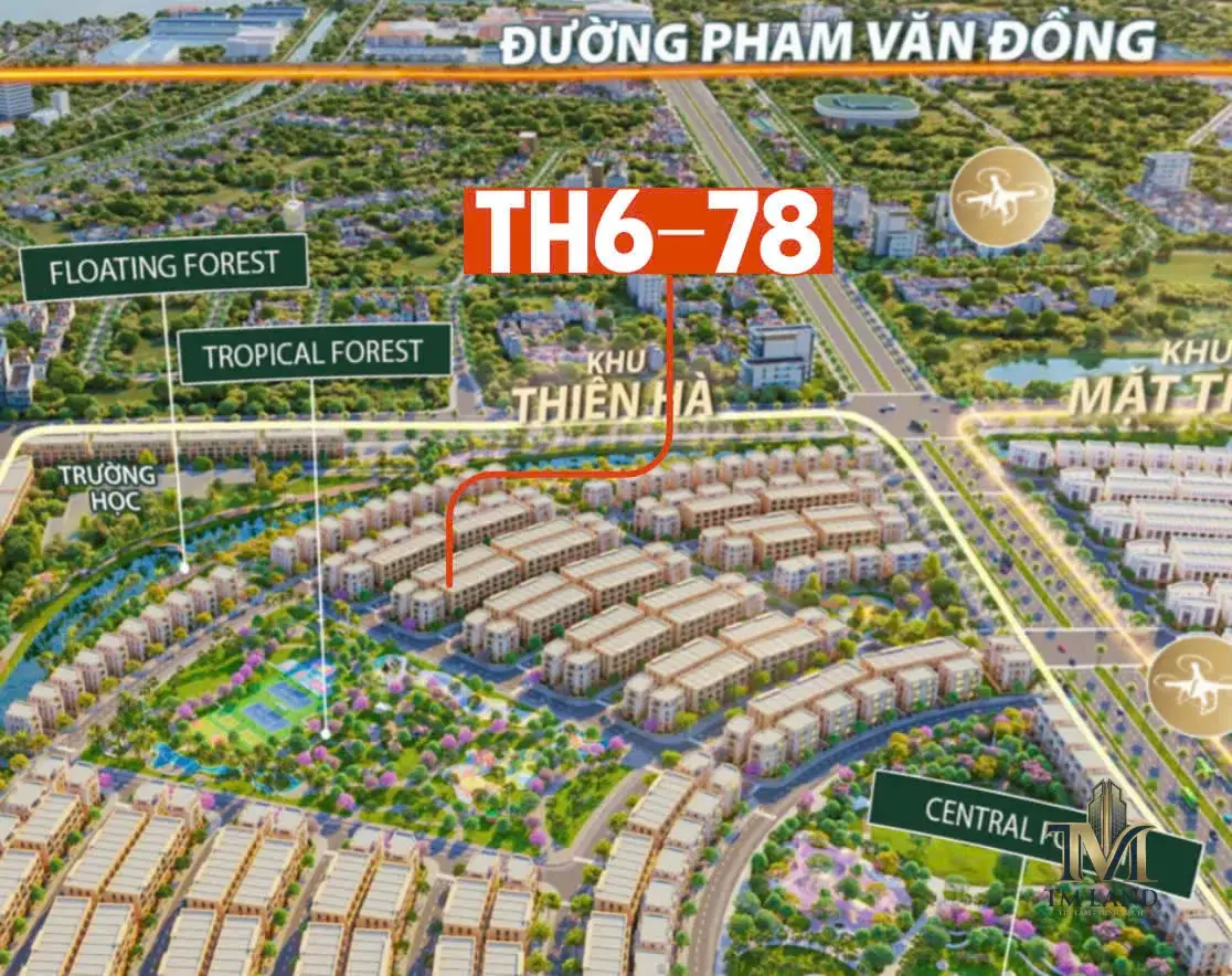 Liền Kề Thiên Hà – Xẻ khe sát công viên, cạnh đơn lập góc. Vị trí thông thoáng, thuận tiện kết nối bể bơi 4 mùa và công viên cạnh nhà – TH6-78 | Vinhomes Golden City
