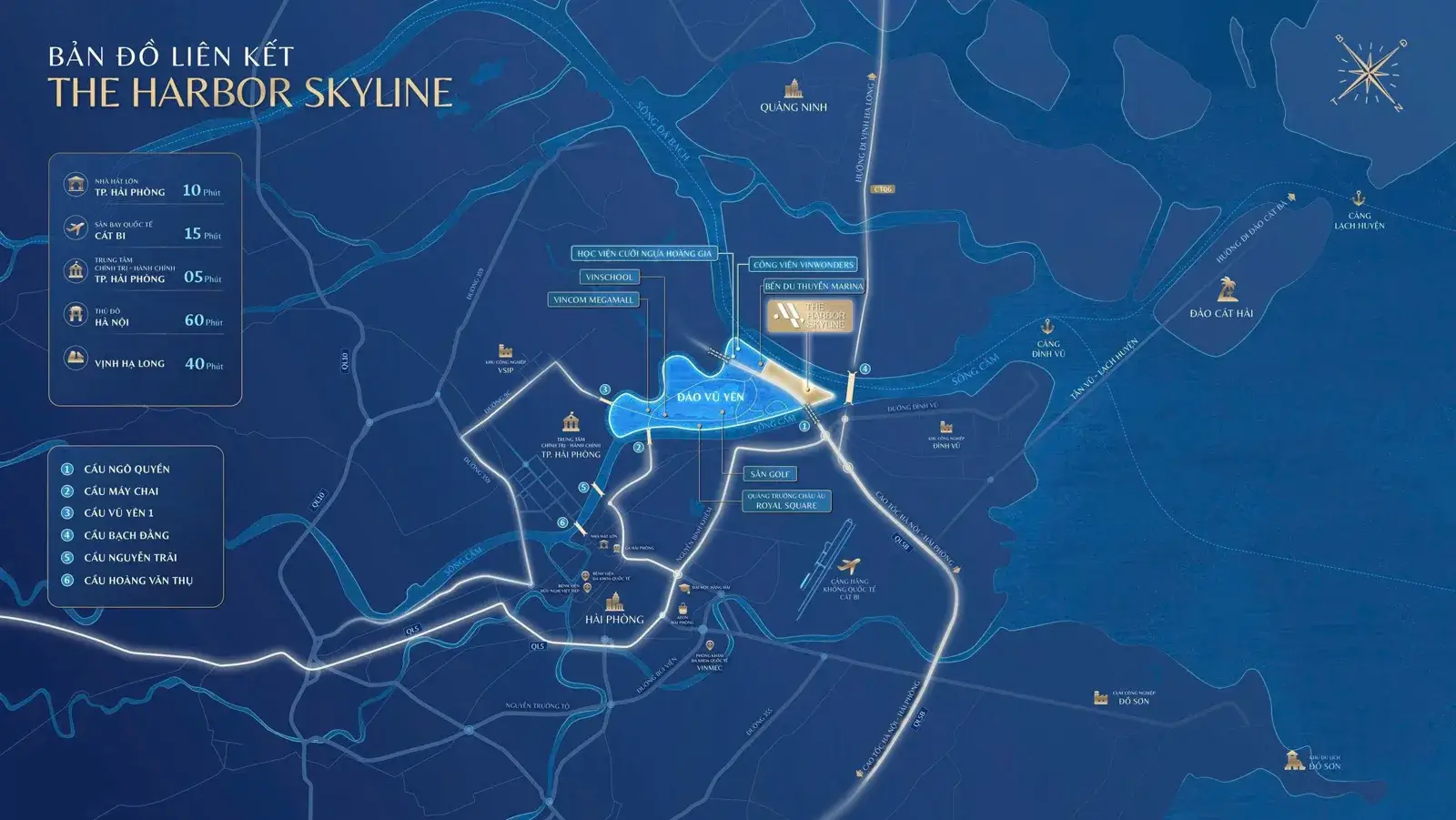 Bản đồ liên kết vùng The Harbor Skyline đảo Vũ Yên Hải Phòng