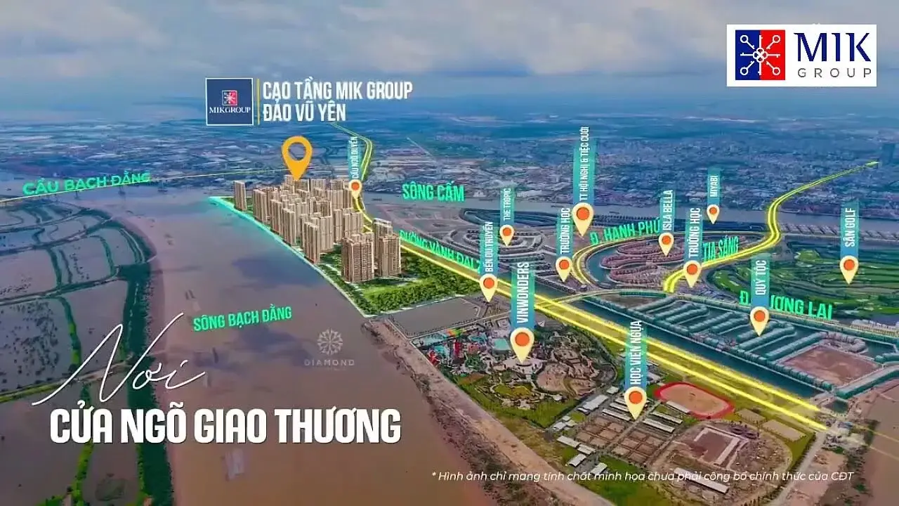Vị trí cao tầng MIK Group đảo Vũ Yên cửa ngõ giao thương giữa sông Cấm và sông Bạch Đằng