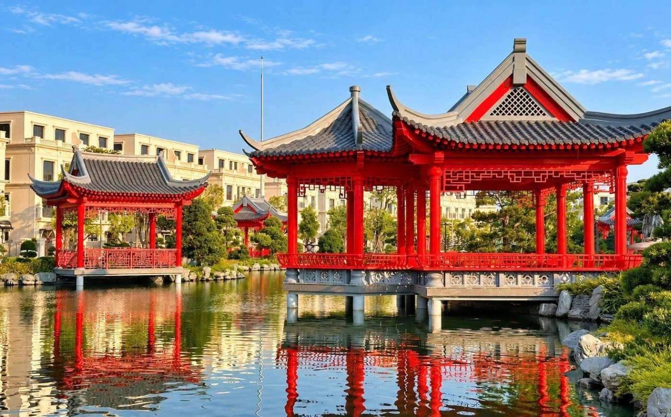 Lầu đỏ soi bóng hồ