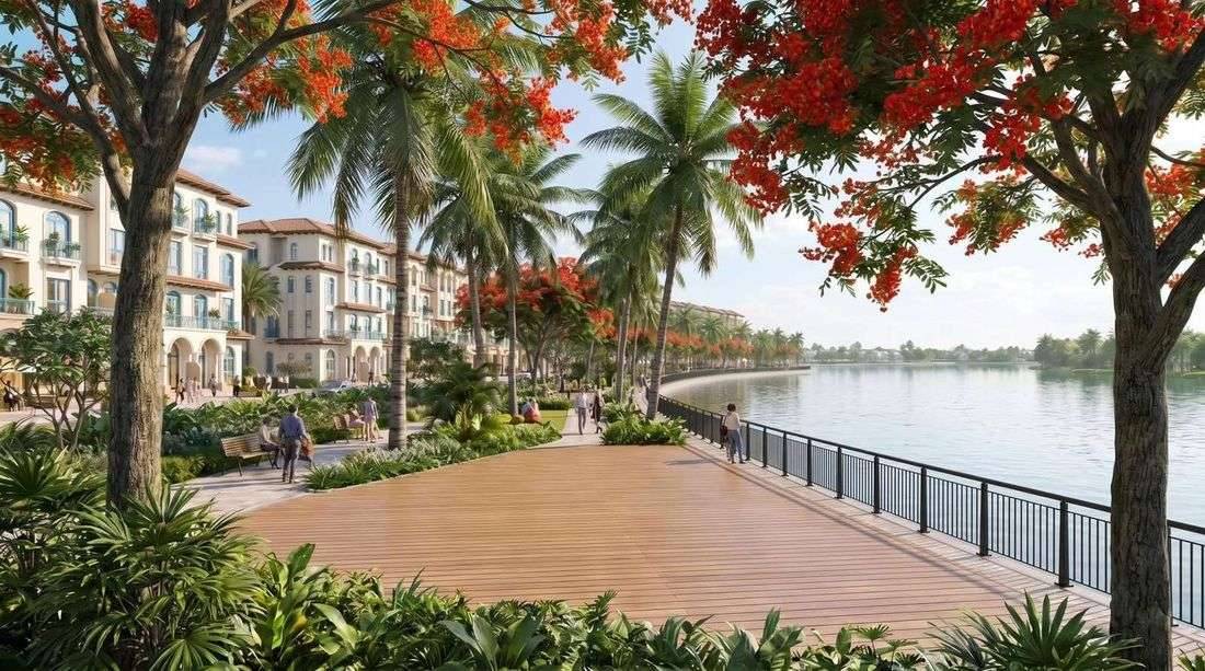 Đường dạo lát gỗ ven hồ (phối cảnh)
